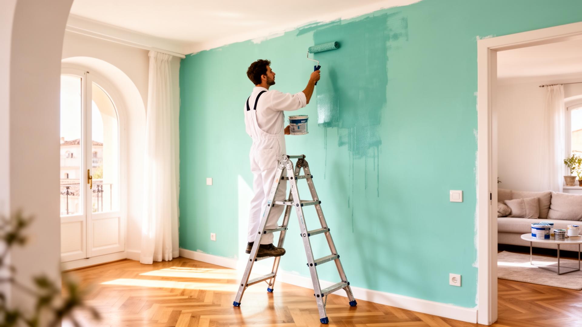 Pintor pintant una paret a Sant Feliu de Llobregat